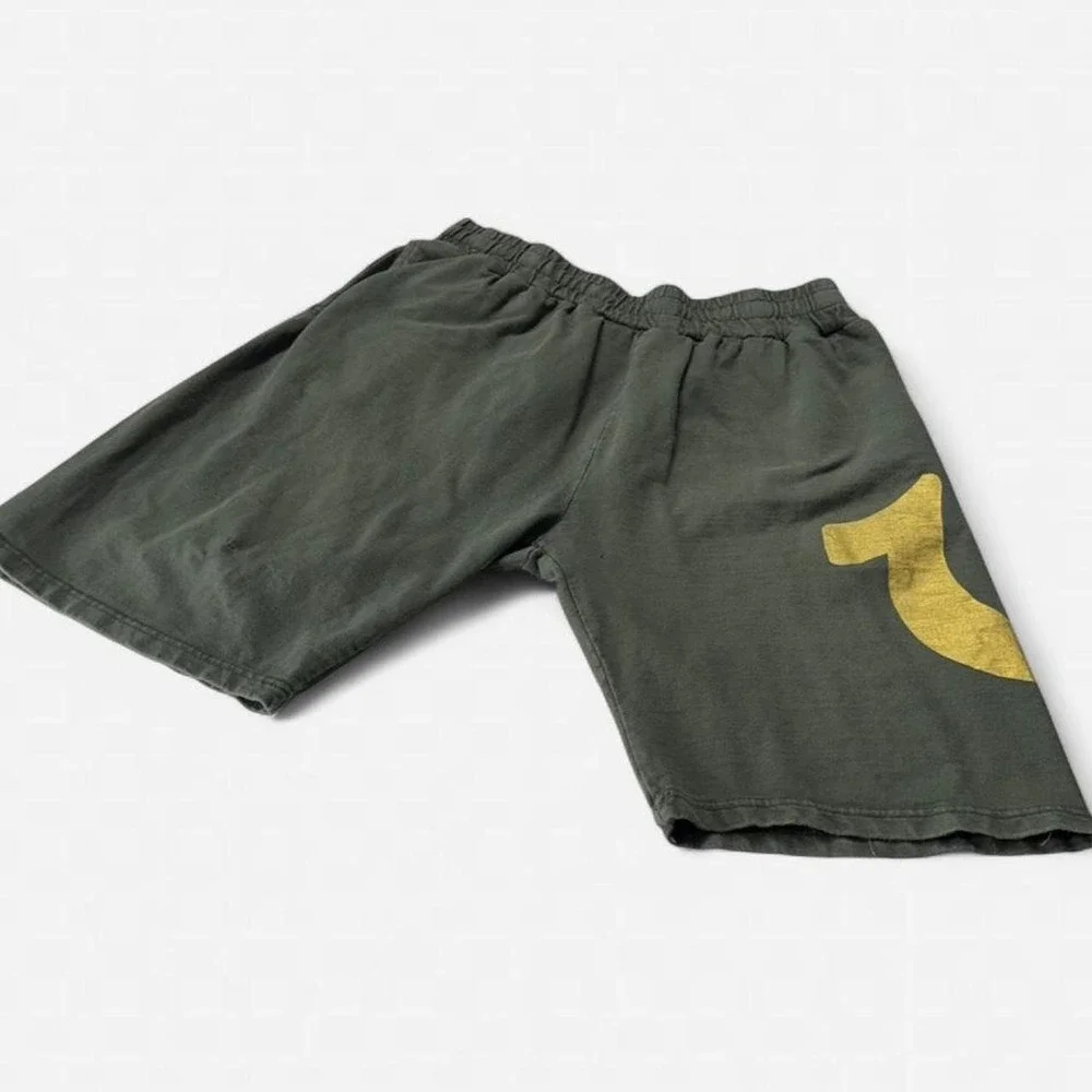 True Religion Lounge Shorts Mens Large Olive Green Horseshoe Logo Sweat Shorts